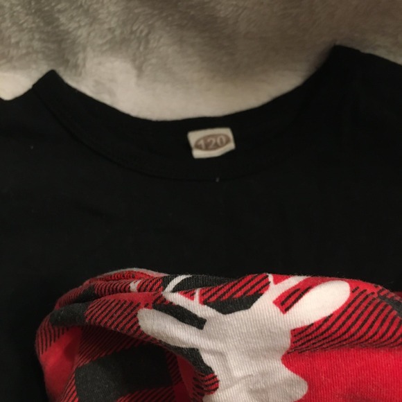 Unbranded‎ 3pc Christmas Outfit Girls Size 120 Black Red Buffalo Plaid Reindeer - Picture 3 of 3